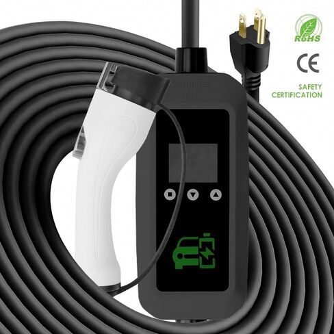 شاحن EV محمول من المستوى 1+2، قابل للتعديل 16 أمبير (3.5 كيلو واط) 110-240 فولت، شاحن سيارة كهربائي مع محطة شحن EV منزلية بطول 17 قدمًا مع قابس NEMA 6-20 ومحول NEMA 5-15 لـ J1772 in Kuwait