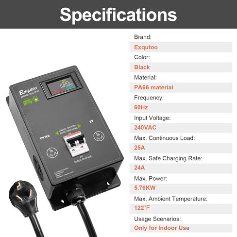 مفتاح تلقائي لكومة شحن EV - مقسم مفتاح الطاقة الذكي للمجفف والمركبة الكهربائية، مع إعطاء الأولوية لإمدادات الطاقة على الجانب الأيسر - 240 فولت، 60 هرتز، 24 أمبير in Kuwait