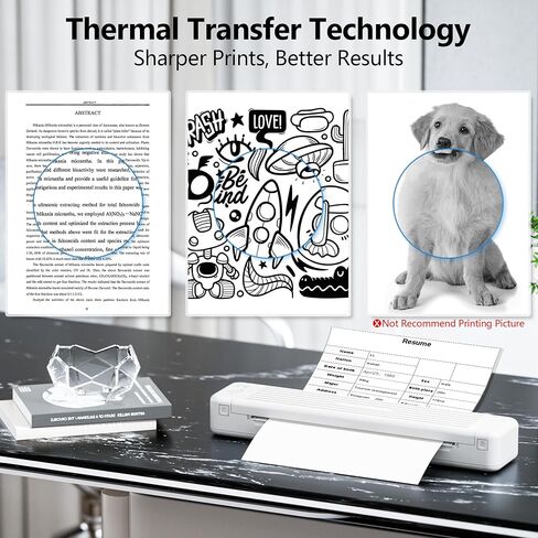 P831 Portable Printer Wireless Bluetooth Connection,Bluetooth Printer Compatible with Phone & Laptop,300DPI.Suitable for Home Vehincles Office. in Kuwait