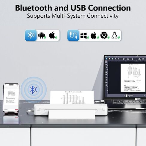 P831 Portable Printer Wireless Bluetooth Connection,Bluetooth Printer Compatible with Phone & Laptop,300DPI.Suitable for Home Vehincles Office. in Kuwait