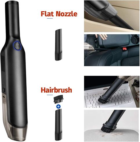 مكنسة كهربائية للسيارة ليفتي، مجموعة تنظيف محمولة صغيرة بسلك 12 فولت مع شفط قوي 8000 باسكال للعناية الداخلية بالسيارة، ملحقات السيارة الداخلية للنساء والرجال - أسود in Kuwait