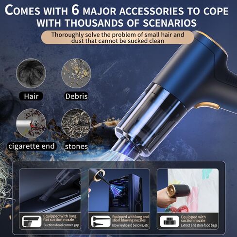 5 in 1 Cordless car Mounted Vacuum Cleaner，Multifunctional Brushless Motor 12000PA High Power,Vacuum Wireless Handheld Mini for Car,dust Busters Cordless Rechargeable in Saudi Arabia