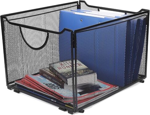 Flexzion الجدار شنقا منظم الملفات حامل الملفات المعدنية 8 جيوب شبكة سوداء مكتب جدار منظم مجلة رف الحائط شنقا منظم الورق مع السنانير الرئيسية ولوحات التسمية in Saudi Arabia