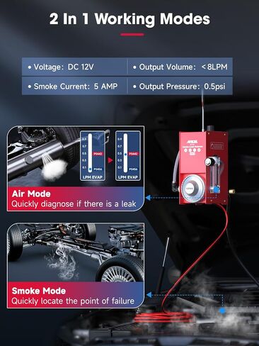 ماكينة دخان السيارات ANCEL S110 Pro مع مضخة هواء، وكاشف تسرب آلة دخان التبخر، واختبار الأوضاع المزدوجة في الهواء والوقود، واختبار الدخان للسيارات والدراجات النارية والشاحنات - تحديث 2024 in Saudi Arabia