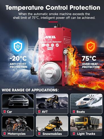 ماكينة دخان السيارات ANCEL S110 Pro مع مضخة هواء، وكاشف تسرب آلة دخان التبخر، واختبار الأوضاع المزدوجة في الهواء والوقود، واختبار الدخان للسيارات والدراجات النارية والشاحنات - تحديث 2024 in Saudi Arabia