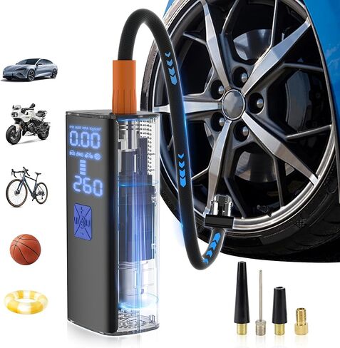 ضاغط هواء محمول لنفخ الإطارات، مضخة نفخ الإطارات الكهربائية أسرع مرتين مع مقياس الضغط الرقمي، مضخة هواء 150 رطل لكل بوصة مربعة لإطارات السيارات وإطارات الدراجة والكرات والدراجات النارية، أسود in Kuwait