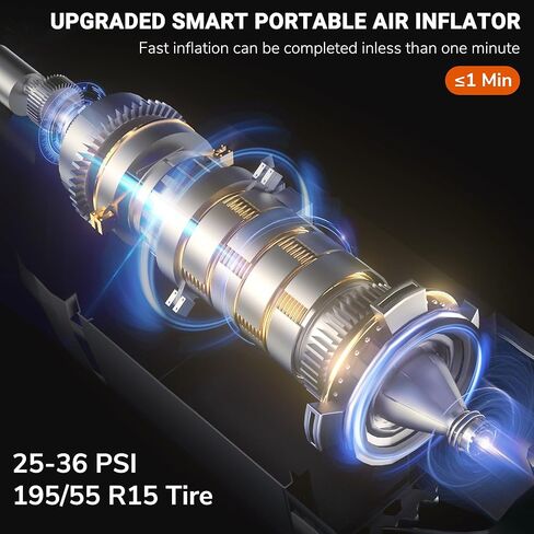 ضاغط هواء محمول لنفخ الإطارات، مضخة نفخ الإطارات الكهربائية أسرع مرتين مع مقياس الضغط الرقمي، مضخة هواء 150 رطل لكل بوصة مربعة لإطارات السيارات وإطارات الدراجة والكرات والدراجات النارية، أسود in Kuwait