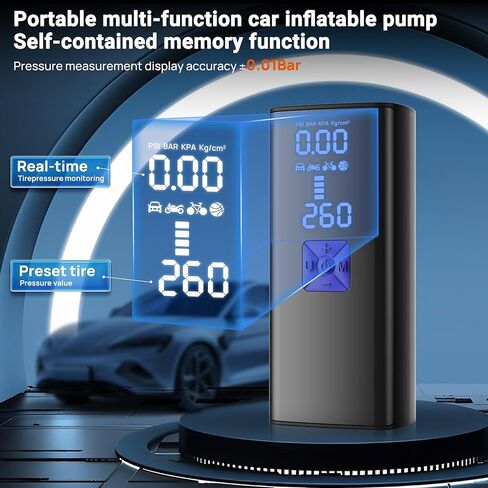 ضاغط هواء محمول لنفخ الإطارات، مضخة نفخ الإطارات الكهربائية أسرع مرتين مع مقياس الضغط الرقمي، مضخة هواء 150 رطل لكل بوصة مربعة لإطارات السيارات وإطارات الدراجة والكرات والدراجات النارية، أسود in Kuwait