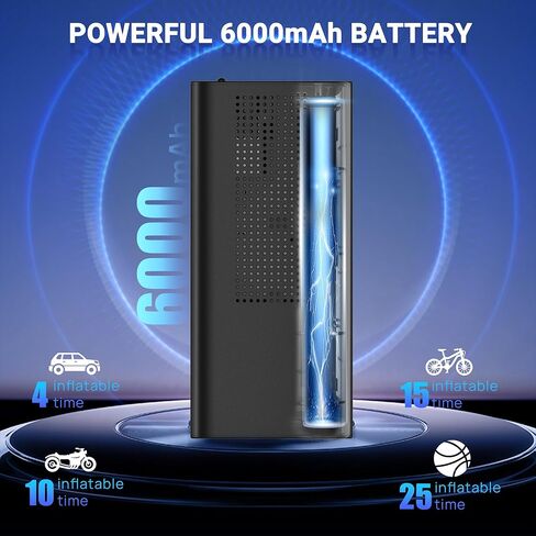 ضاغط هواء محمول لنفخ الإطارات، مضخة نفخ الإطارات الكهربائية أسرع مرتين مع مقياس الضغط الرقمي، مضخة هواء 150 رطل لكل بوصة مربعة لإطارات السيارات وإطارات الدراجة والكرات والدراجات النارية، أسود in Kuwait