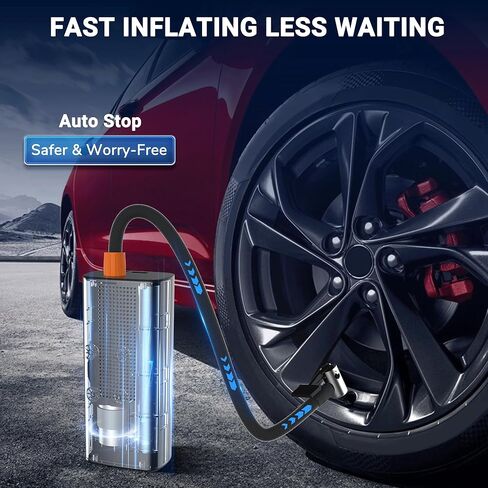 ضاغط هواء محمول لنفخ الإطارات، مضخة نفخ الإطارات الكهربائية أسرع مرتين مع مقياس الضغط الرقمي، مضخة هواء 150 رطل لكل بوصة مربعة لإطارات السيارات وإطارات الدراجة والكرات والدراجات النارية، أسود in Kuwait