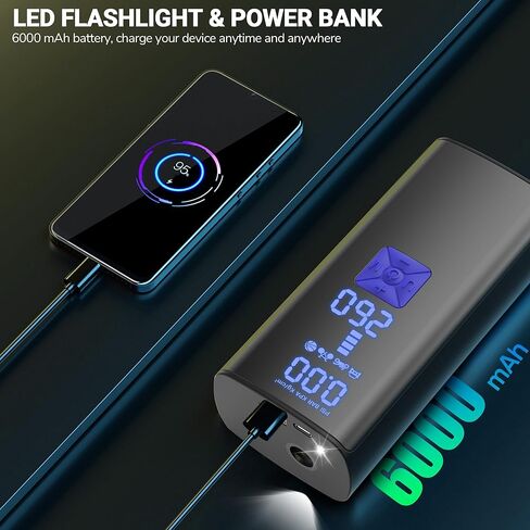 ضاغط هواء محمول لنفخ الإطارات، مضخة نفخ الإطارات الكهربائية أسرع مرتين مع مقياس الضغط الرقمي، مضخة هواء 150 رطل لكل بوصة مربعة لإطارات السيارات وإطارات الدراجة والكرات والدراجات النارية، أسود in Kuwait