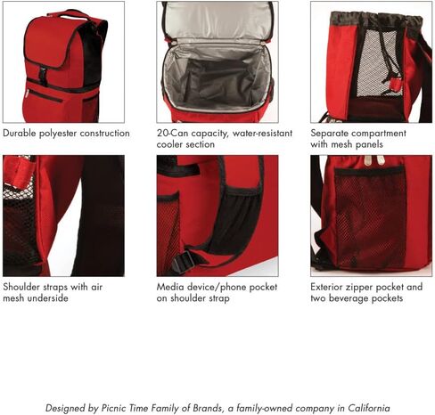 PICNIC TIME NCAA Zuma, Soft Backpack, Lunch Cooler, Black, One Size in Kuwait