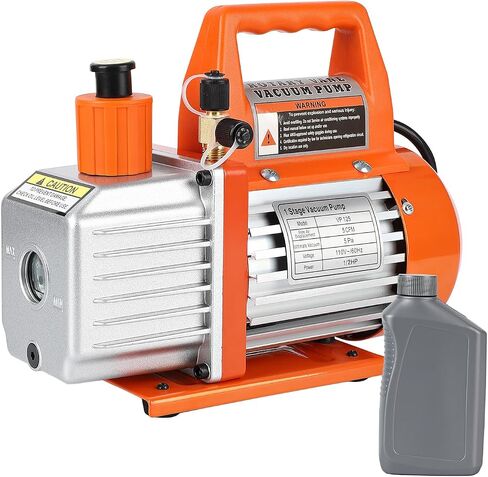 5CFM 1/2HP مضخة فراغ دوارة دوارة أحادية المرحلة أداة HVAC للتبريد مع زجاجة زيت لـ R12 R22 R134a R410a، لتفريغ الغاز من الراتنج، وصيانة التبريد، وحزمة الفراغ وما إلى ذلك in Kuwait