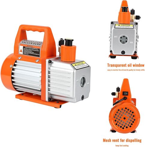 5CFM 1/2HP مضخة فراغ دوارة دوارة أحادية المرحلة أداة HVAC للتبريد مع زجاجة زيت لـ R12 R22 R134a R410a، لتفريغ الغاز من الراتنج، وصيانة التبريد، وحزمة الفراغ وما إلى ذلك in Kuwait