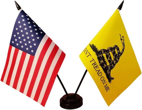 America & Army Gold Crest Twin Desk Flag, U.S. Army and American Table Flag, 8 x 5 Inches Military Office Desk Table Flags - Stick Flag with Flag Stand in Kuwait