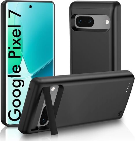 حافظة بطارية لهاتف Google Pixel 7، حافظة شحن ممتدة قوية بقدرة 10,000 مللي أمبير في الساعة، حافظة شاحن احتياطي قابلة لإعادة الشحن لهاتف Pixel 7 (6.3 بوصة) - أسود in Kuwait