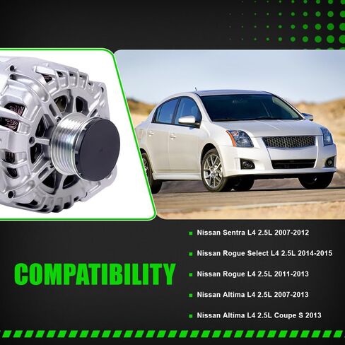 المولد الجديد 12V 110A متوافق مع Nissan Sentra Rogue Select Altima Coupe S L4 2.5L 2007-2015 استبدال 23100JA02A 23100JA02B TG12C032 TG12S217 23100JA02C 40040102 V849054 2650364 in Saudi Arabia