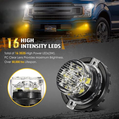 Partsam 4Pcs Amber White LED Hideaway Strobe Lights Kit 20 Flashing Modes w/Control Box Hazard Warning Grille Safety Caution Light For Cars Trucks Vehicles Hazard Warning Grille Safety Caution Light in Saudi Arabia
