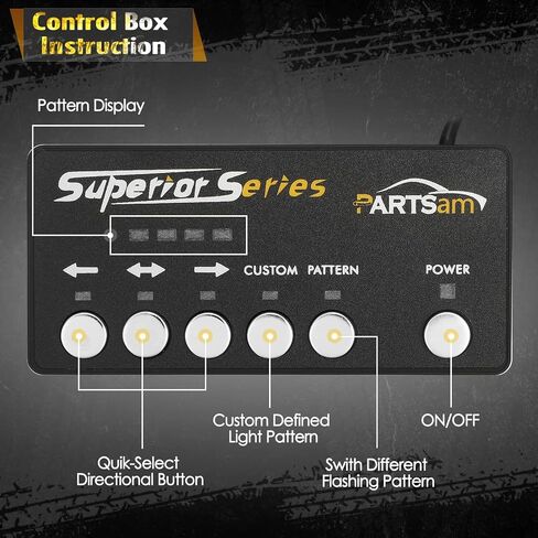 Partsam 4Pcs Amber White LED Hideaway Strobe Lights Kit 20 Flashing Modes w/Control Box Hazard Warning Grille Safety Caution Light For Cars Trucks Vehicles Hazard Warning Grille Safety Caution Light in Saudi Arabia