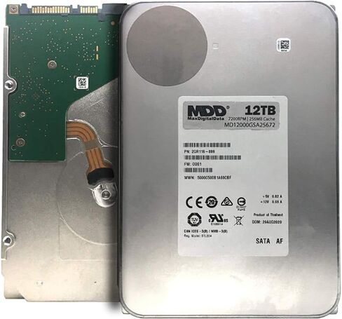 MaxDigitalData (MD12000GSA25672) 12 تيرابايت 7200 دورة في الدقيقة SATA 6 جيجابايت/ثانية 256 ميجابايت كاش 3.5 بوصة محرك الأقراص الصلبة الداخلي لسطح المكتب (متجدد) in Saudi Arabia