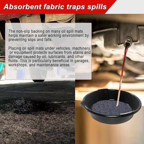 22'' Square No Splatter Pad, Oil Drain Splash Pad Fits Most Oil Drains Anti Splash Oil Change Mat for Car Changing Oil Transmission Drain Pan, Black in Saudi Arabia