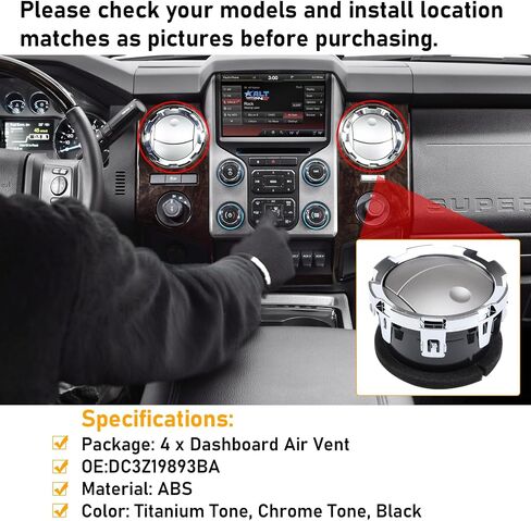 Compatible with 2011-2016 Ford Dash Air Vent,AC Heater Air Vent for F250 F350 F450 F550 Super Duty,Replace DC3Z19893BA(Chrome & Medium Grey),1 PCS in Saudi Arabia