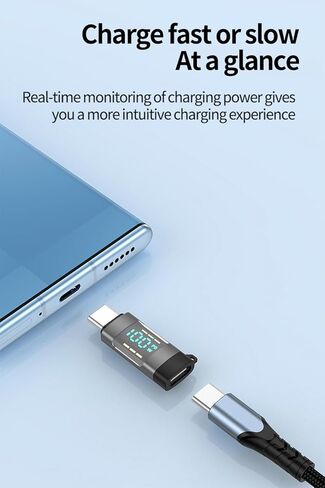 محول USB C، محول تمديد USB-C ذكر إلى أنثى بقدرة 100 واط، جهاز اختبار عداد الطاقة من النوع C مع شاشة رقمية لهاتف iPhone 15/Plus/Pro/Pro Max، iPad Pro/Air، MacBook، وأجهزة أخرى من النوع C in Kuwait