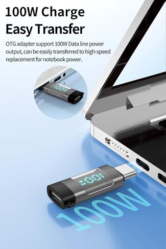 محول USB C، محول تمديد USB-C ذكر إلى أنثى بقدرة 100 واط، جهاز اختبار عداد الطاقة من النوع C مع شاشة رقمية لهاتف iPhone 15/Plus/Pro/Pro Max، iPad Pro/Air، MacBook، وأجهزة أخرى من النوع C in Kuwait