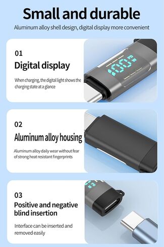 محول USB C، محول تمديد USB-C ذكر إلى أنثى بقدرة 100 واط، جهاز اختبار عداد الطاقة من النوع C مع شاشة رقمية لهاتف iPhone 15/Plus/Pro/Pro Max، iPad Pro/Air، MacBook، وأجهزة أخرى من النوع C in Kuwait