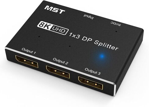Displayport Splitter 1x3, Displayport Switch 8k Splitter Displayport Hub Display Port Splitter 1 in 3 Out DP Splitter 8K@60Hz with MST Function, Support Extend and Mirror Mode in Kuwait