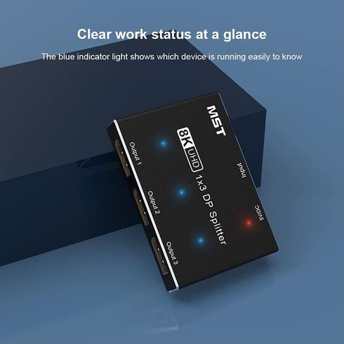 Displayport Splitter 1x3, Displayport Switch 8k Splitter Displayport Hub Display Port Splitter 1 in 3 Out DP Splitter 8K@60Hz with MST Function, Support Extend and Mirror Mode in Kuwait