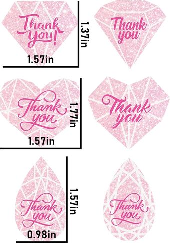 600 Pcs Diamond Thank You Stickers, Roll of 6 Holographic Adhesive Label Tags for Small Business Wedding Bridal Showers Envelope Seals Packaging Giveaways Handmade Crafts Gifts Party Favors in Kuwait