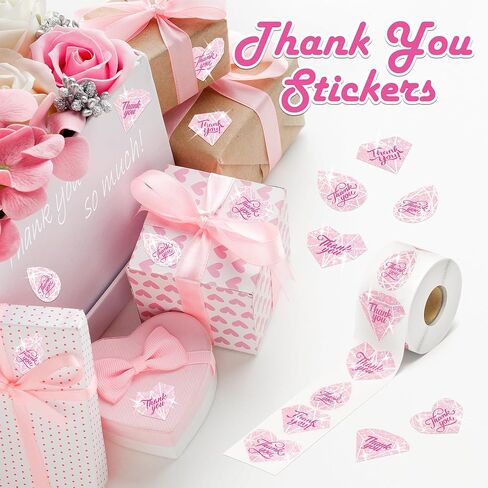 600 Pcs Diamond Thank You Stickers, Roll of 6 Holographic Adhesive Label Tags for Small Business Wedding Bridal Showers Envelope Seals Packaging Giveaways Handmade Crafts Gifts Party Favors in Kuwait