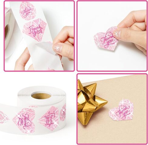 600 Pcs Diamond Thank You Stickers, Roll of 6 Holographic Adhesive Label Tags for Small Business Wedding Bridal Showers Envelope Seals Packaging Giveaways Handmade Crafts Gifts Party Favors in Kuwait
