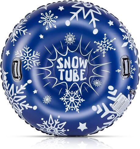 أنبوب ثلج كامولاند، أنابيب ثلج مقاس 47 بوصة للتزلج شديد التحمل، زلاجة ثلج قابلة للنفخ للأطفال والكبار، مزلقة قابلة للقطر مع مقابض ندفة الثلج، الرياضات الخارجية الشتوية، أزرق داكن in Kuwait