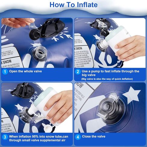 أنبوب ثلج كامولاند، أنابيب ثلج مقاس 47 بوصة للتزلج شديد التحمل، زلاجة ثلج قابلة للنفخ للأطفال والكبار، مزلقة قابلة للقطر مع مقابض ندفة الثلج، الرياضات الخارجية الشتوية، أزرق داكن in Kuwait