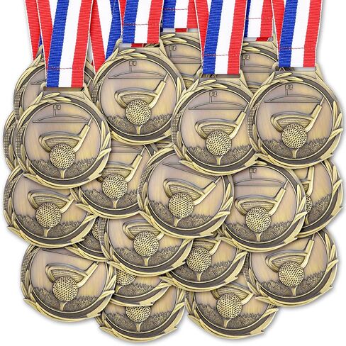 30 Pcs Golf Award Medals 2 Inch Bronze Color Tournament Medallion Zinc Alloy Golf Trophy Golf Tournament Prizes with Neck Ribbon for Adults Golf Tournament in Saudi Arabia