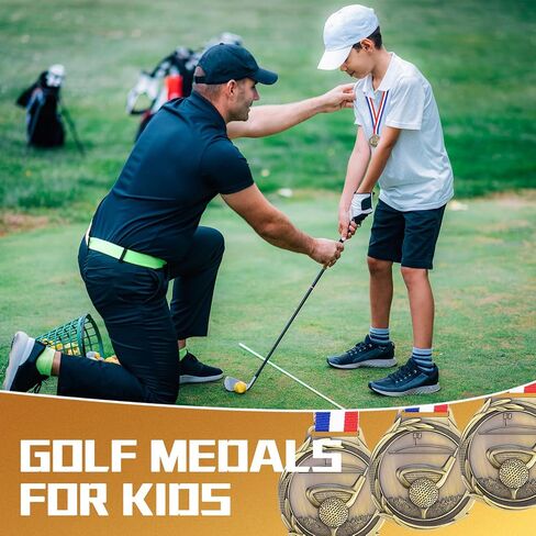 30 Pcs Golf Award Medals 2 Inch Bronze Color Tournament Medallion Zinc Alloy Golf Trophy Golf Tournament Prizes with Neck Ribbon for Adults Golf Tournament in Saudi Arabia