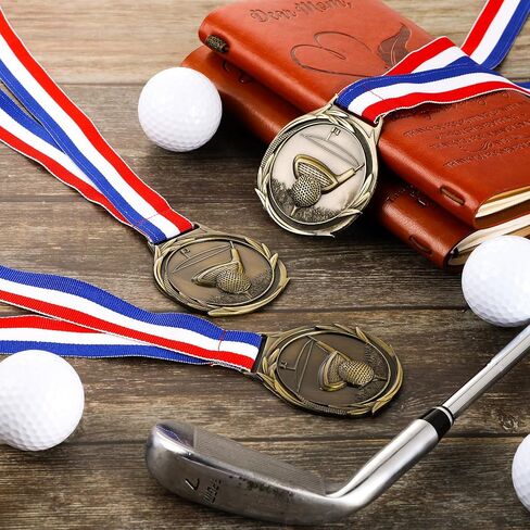 30 Pcs Golf Award Medals 2 Inch Bronze Color Tournament Medallion Zinc Alloy Golf Trophy Golf Tournament Prizes with Neck Ribbon for Adults Golf Tournament in Saudi Arabia