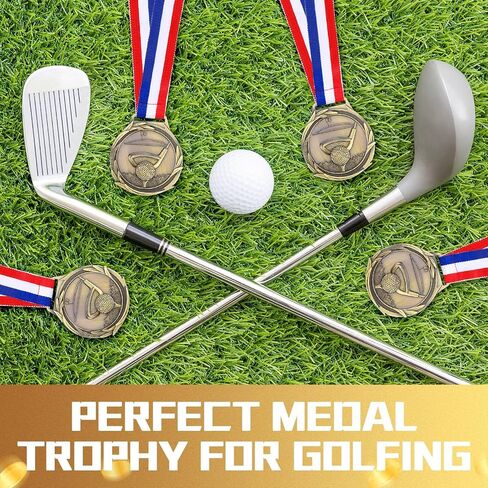30 Pcs Golf Award Medals 2 Inch Bronze Color Tournament Medallion Zinc Alloy Golf Trophy Golf Tournament Prizes with Neck Ribbon for Adults Golf Tournament in Saudi Arabia