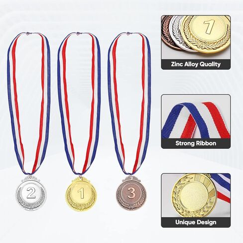 24 قطعة من كايدو 2 بوصة من الميداليات الذهبية والفضية والبرونزية الفائزة بالميداليات للمسابقات الرياضية، هدايا الحفلات والاحتفالات المدرسية للأطفال والكبار in Kuwait