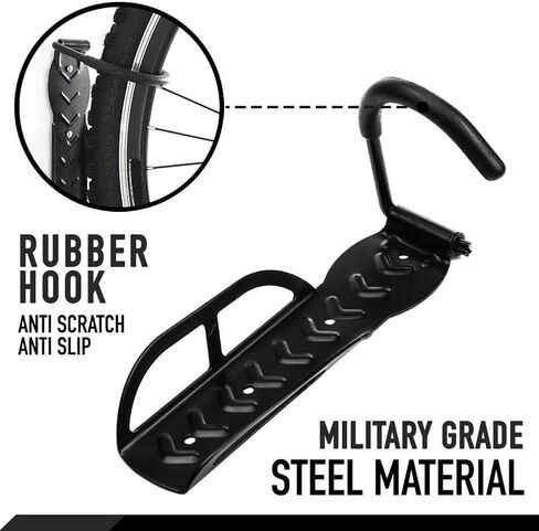 HOMEE Bike Rack Garage 2 حزمة دراجة جدار جبل عمودي دراجة السنانير نظام تخزين جدار جبل الدراجة شماعات للمرآب سقيفة داخلية - سهلة التركيب الاستخدام الثقيلة يحمل ما يصل إلى 65 رطل مع مسامير in Kuwait