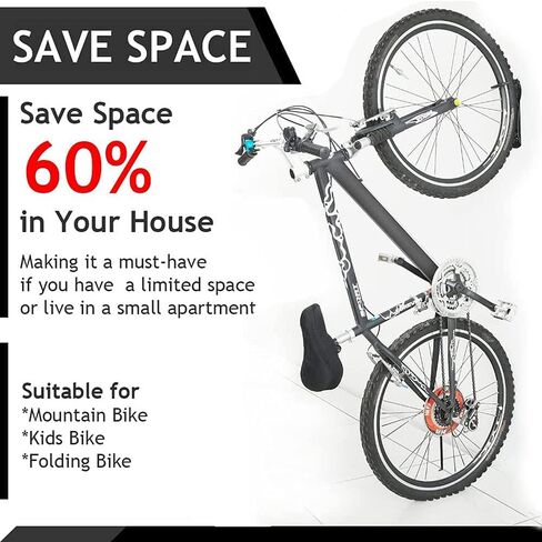 HOMEE Bike Rack Garage 2 حزمة دراجة جدار جبل عمودي دراجة السنانير نظام تخزين جدار جبل الدراجة شماعات للمرآب سقيفة داخلية - سهلة التركيب الاستخدام الثقيلة يحمل ما يصل إلى 65 رطل مع مسامير in Kuwait