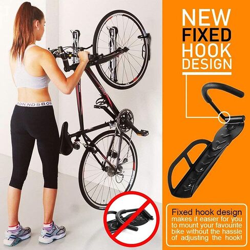 HOMEE Bike Rack Garage 2 حزمة دراجة جدار جبل عمودي دراجة السنانير نظام تخزين جدار جبل الدراجة شماعات للمرآب سقيفة داخلية - سهلة التركيب الاستخدام الثقيلة يحمل ما يصل إلى 65 رطل مع مسامير in Kuwait