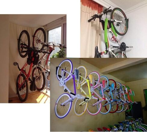 HOMEE Bike Rack Garage 2 حزمة دراجة جدار جبل عمودي دراجة السنانير نظام تخزين جدار جبل الدراجة شماعات للمرآب سقيفة داخلية - سهلة التركيب الاستخدام الثقيلة يحمل ما يصل إلى 65 رطل مع مسامير in Kuwait