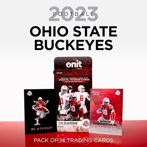 بطاقات تداول ONIT Ohio State Buckeyes Football Nil - 14 بطاقة حزمة - 2023 مرخصة رسميًا من الرابطة الوطنية لرياضة الجامعات (NCAA) - توقيعات بطاقات سلسلة التوقيع - بطاقات التعتيم - بطاقات سلسلة الأيقونة in Kuwait
