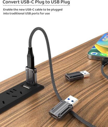 حزمة محول USB إلى USB-C-2، محول USB من النوع C أنثى إلى ذكر للسفر، متوافق مع Apple MagSafe، Apple Watch Series 9 8 7 Ultra SE، iPhone 15 14 13 12، iPad، Airpods، CarPlay in Kuwait