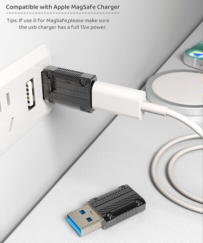 حزمة محول USB إلى USB-C-2، محول USB من النوع C أنثى إلى ذكر للسفر، متوافق مع Apple MagSafe، Apple Watch Series 9 8 7 Ultra SE، iPhone 15 14 13 12، iPad، Airpods، CarPlay in Kuwait