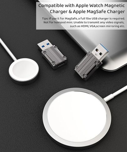 حزمة محول USB إلى USB-C-2، محول USB من النوع C أنثى إلى ذكر للسفر، متوافق مع Apple MagSafe، Apple Watch Series 9 8 7 Ultra SE، iPhone 15 14 13 12، iPad، Airpods، CarPlay in Kuwait
