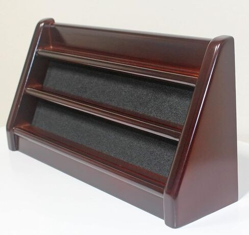 3 Rows Military Challenge Coin Holder Display Stand, Solid Rack Shelves, Mahogany Finish in Saudi Arabia